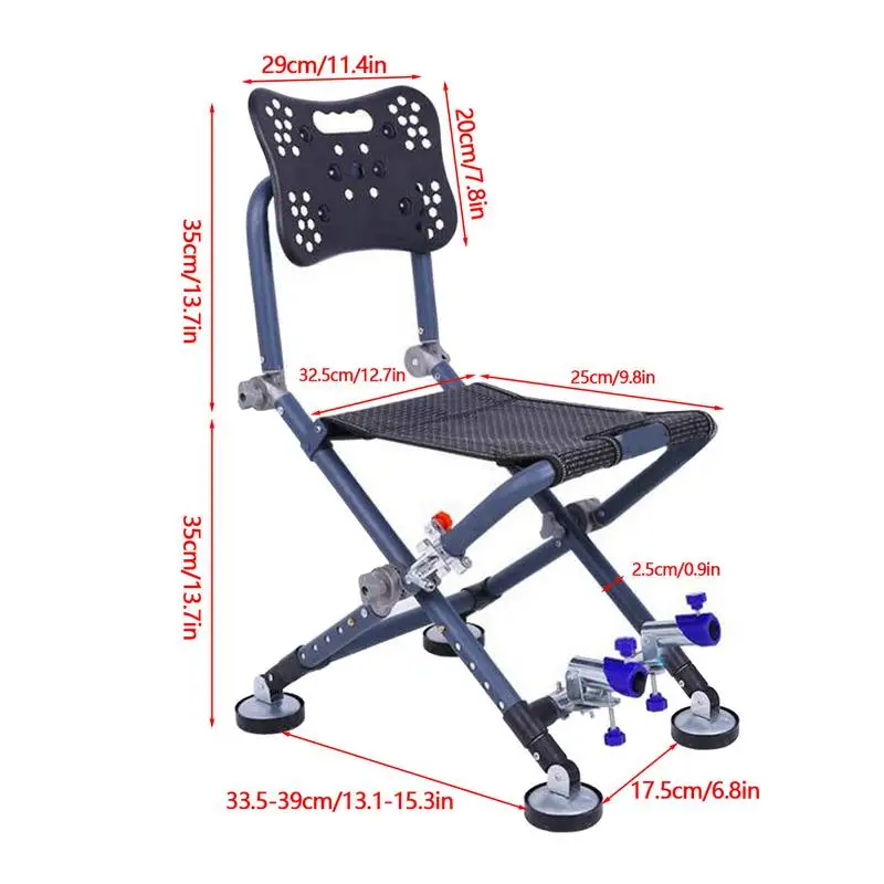 Silla de pesca portátil, asiento plegable con respaldo ajustable de 180 grados, reclinable de cuatro patas, aleación de aluminio, taburete para