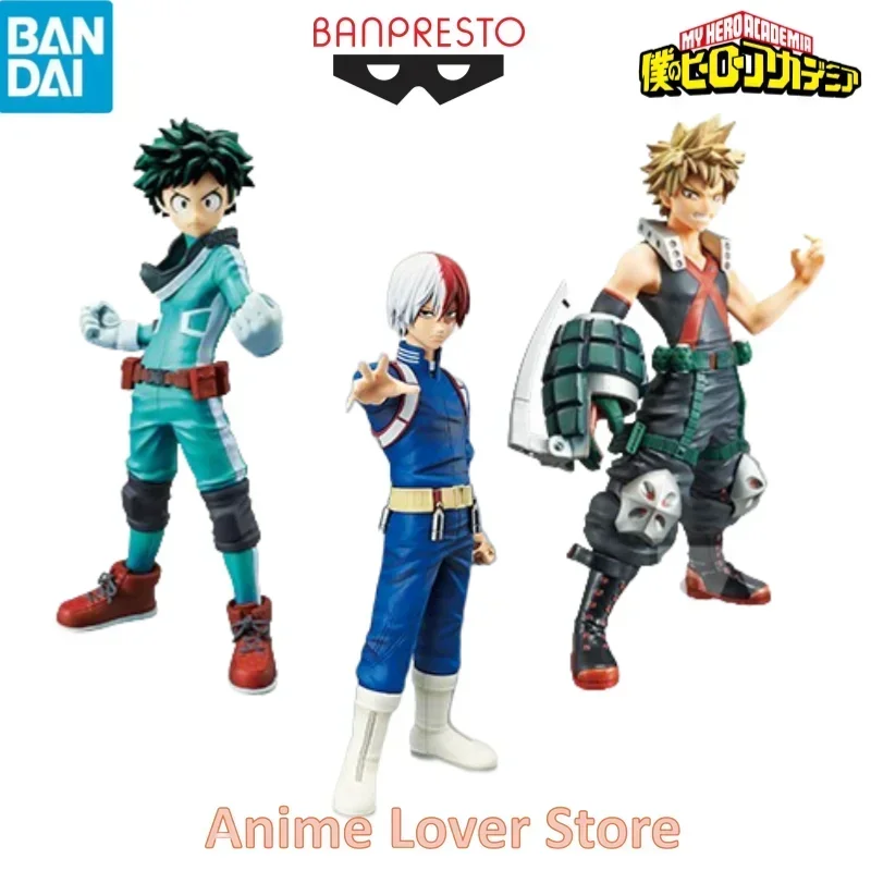 Bandai Original BANPRESTO DXF My Hero Academia Midoriya Izuku Bakugou Katsuki Todoroki Shoto Anime Figure Toys for Kids Gifts