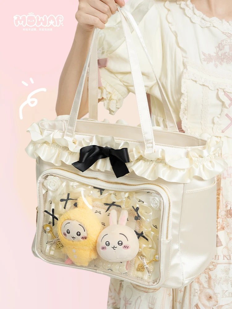 Style Ballet japonais ruban Lolita Satin fourre-tout Ltabag sac à bandoulière bidimensionnel grande capacité ruban sac à main de banlieue femme