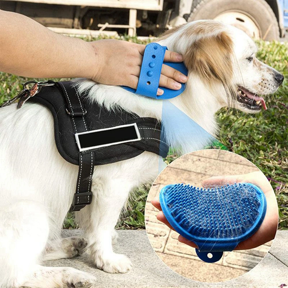 Dog Bath Massage Brush Fur Grooming Comb Soft Rubber  Hair Grooming Massage Comb with Adjustable Strap for Short Long Hair Dogs