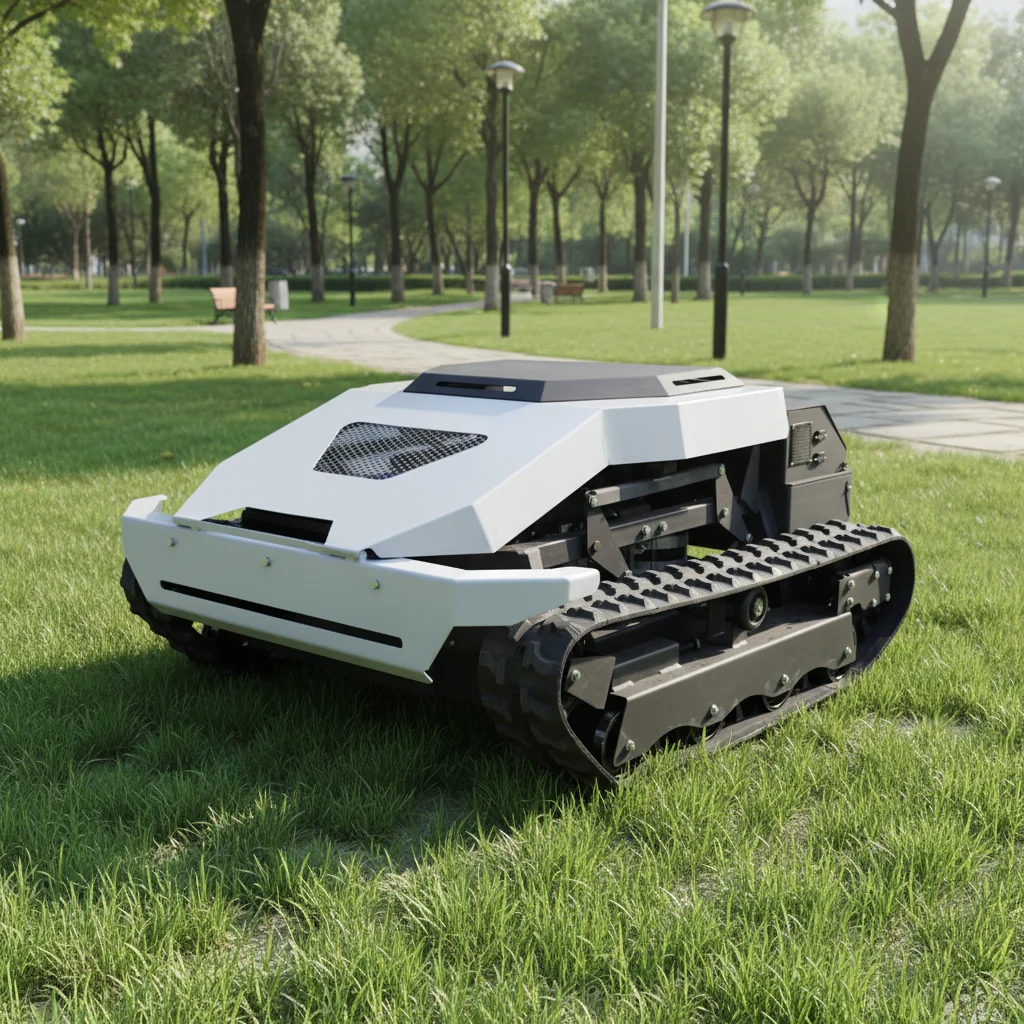 Customize Compact Remote Control Crawler Lawn Mower Small Size Grass Cutter For Narrow Space