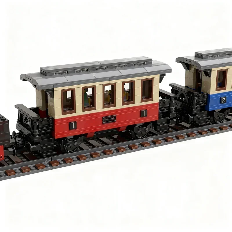 

298PCS MOC City Train Twin Axle Passenger Car Model Building Blocks Creative Assembly Display Home Decor Construction Gift Shelf