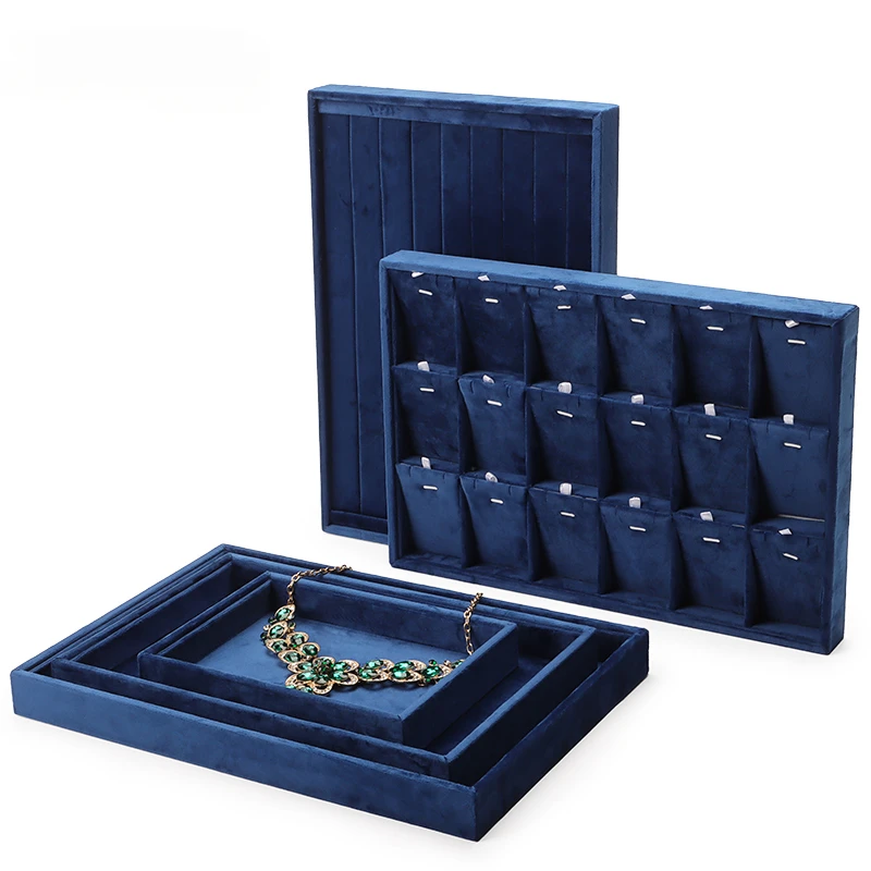 Jewelry Display Counter Storage Display Tray Velvet Ring Earrings Tray Jewelry Pendant Bracelet See Pallets