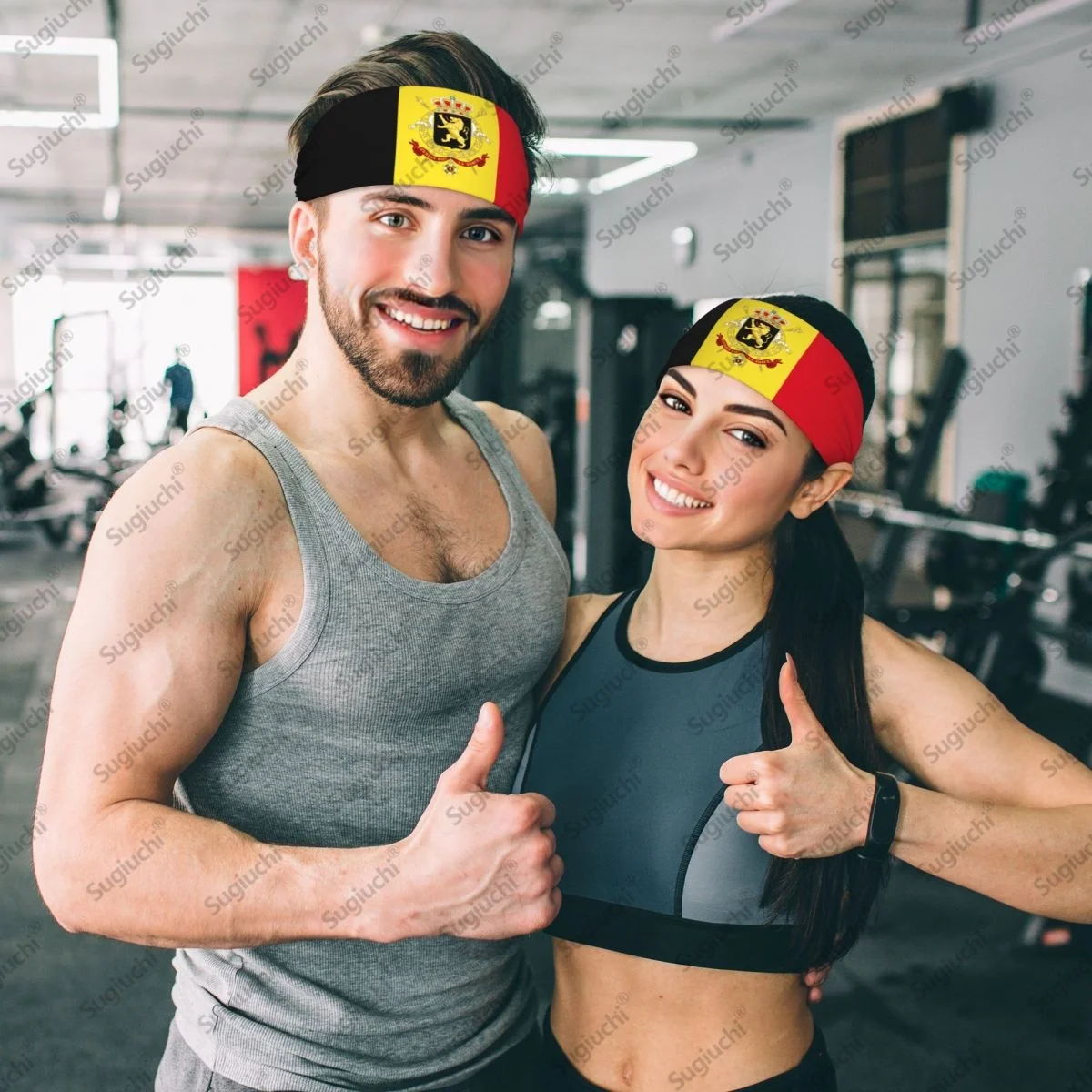 

2025 Belgium Flag Sweatband Women Men Moisture Wicking Syriac Aram Gym Headband for Cycling Yoga