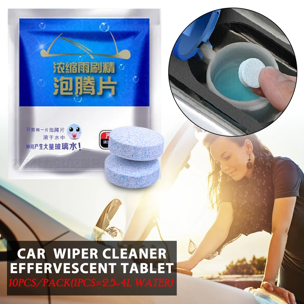 10Pcs Car Concentrated Effervescent Tablets Auto Wiper Detergent Tablets High Performance Car Glass Washer Cleaning Tools