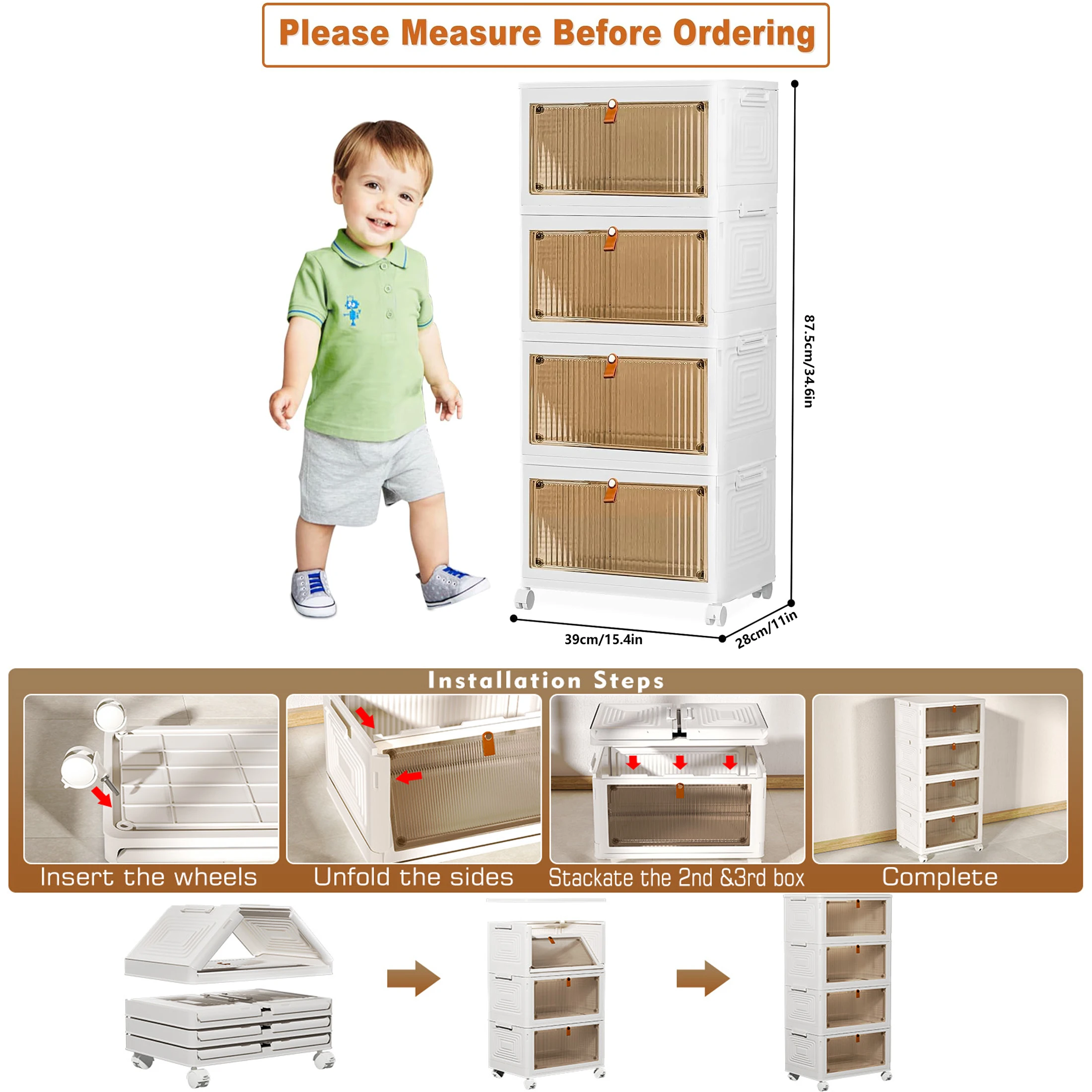 3/4/5 الطبقة صندوق تخزين قابل للطي مع غطاء تخزين قابل للطي رف الأحذية المنظمون صندوق منظم منزلي مع عجلات