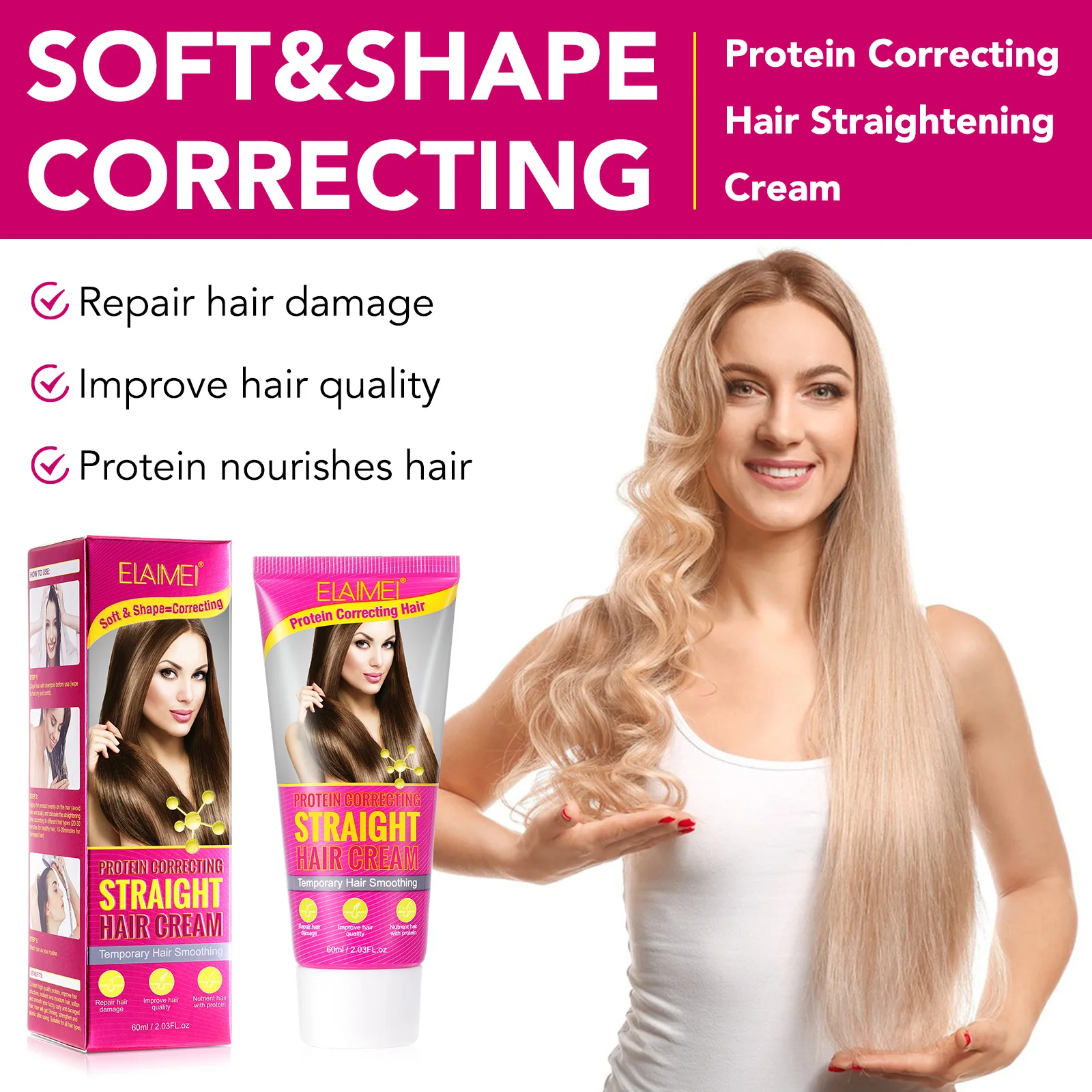 Protein Correction Hair Straightening Cream Household Softener Non-irritating long-lasting easy to use Repair hair damage