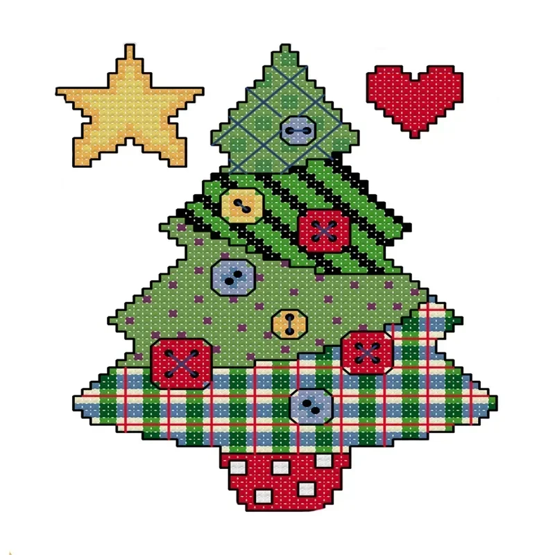 Joy Sunday 100% Cotton Thread Cross Stitch Kits  11CT 14CT Printed Button Christmas tree Cross Stitch Patterns Embroidery Kit