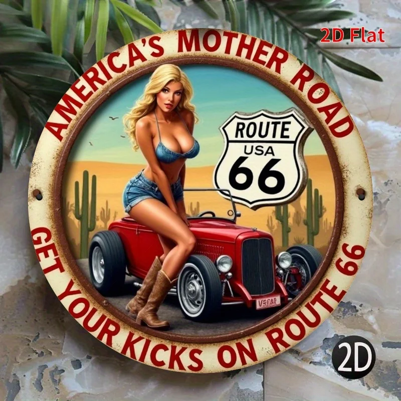 1pc Retro Route 66 Wooden Sign - Retro road travel decoratio