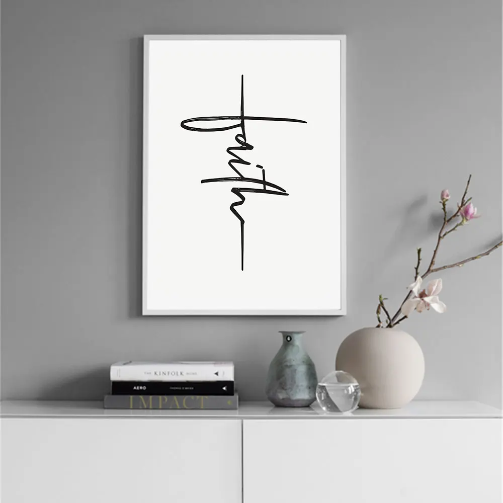 Faith Quote Poster Bible Verse Wall Art Print Minimalist Picture Minimalist Canvas Painting Living Bedroom Home Decor Poster