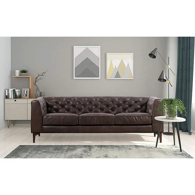 Living room sofa combination full-grain pure aniline Italian tanned leather