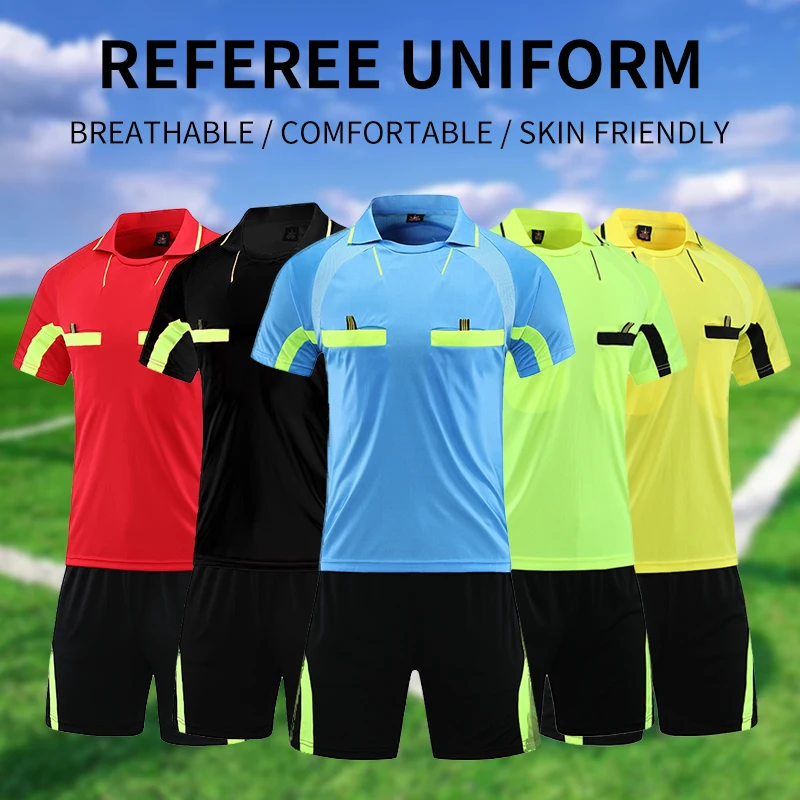 2022 Professional Referee Jersey Set Custom Adult Soccer Jersey Set Football Referee Uniform Men Training Set Foot Team Shirt