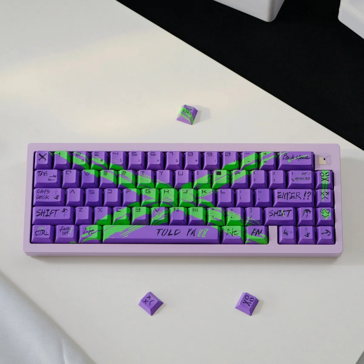 

Against invalid purple green black PBT original height, sublimation, mechanical keyboard cap wooting drunk deer, rain 75