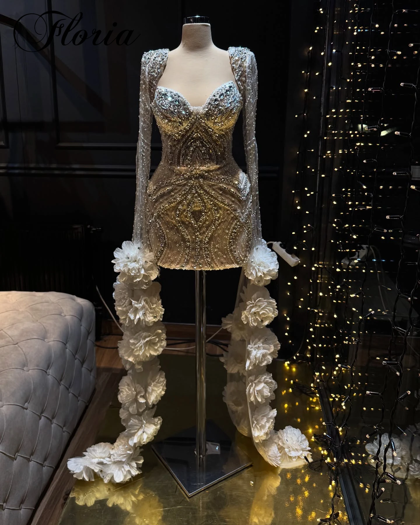 Short Sparkly Crystals Prom Dresses Mermaid Mini Cocktail Dress Birthday Party Dresses With Sleeves Vestidos De Noche Customized