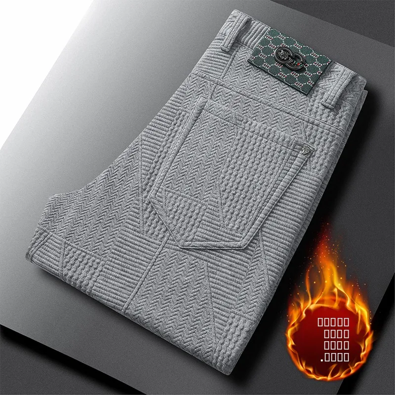 

Мужские повседневные брюки из утолщенного флиса для осени и зимы: модные и теплые прямые брюки для молодежи