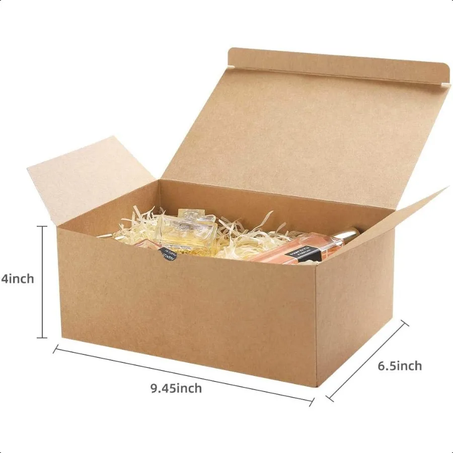 Braune Geschenkboxen, 9,45 x 6,5 x 4 Zoll, 10er-Pack, Papier-Geschenkbox mit Deckel für Brautjungfern, Geschenke, Geburtstagsfeier, Weihnachten, Hochzeit, Crafti