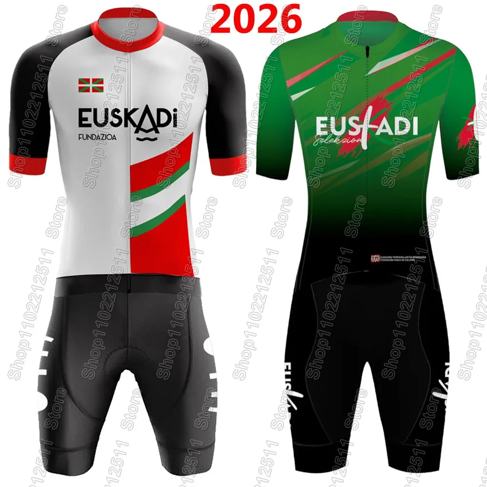 Euskadi Team Cycling Jersey 2026 Set Summer Spain Bicycle Clothing Road Bike Shirts Suit Bicycle Bib Shorts MTB Ropa Maillot
