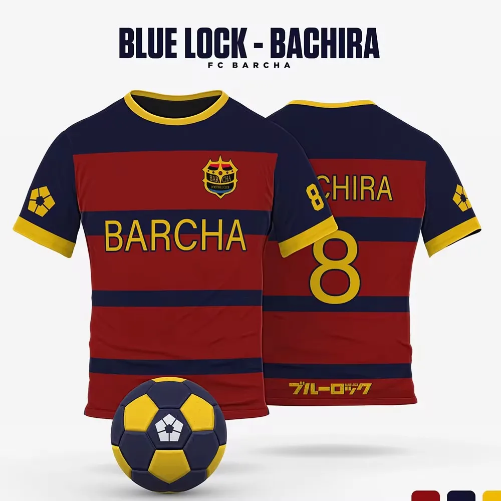 

Blue Lock FC Barcha Cartoon Anime Cosplay Men's 3D Printed Shirt Summer Short sleeved T-shirt 2025 Fashion Women's T-shirt