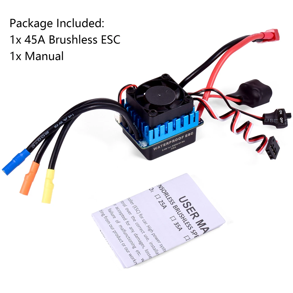 Wltoys Brushed ESC Waterproof ESC Speed Controller with 45A  Brushless BEC for 1/12 RC Car 124016 Parts for RC Car ESC