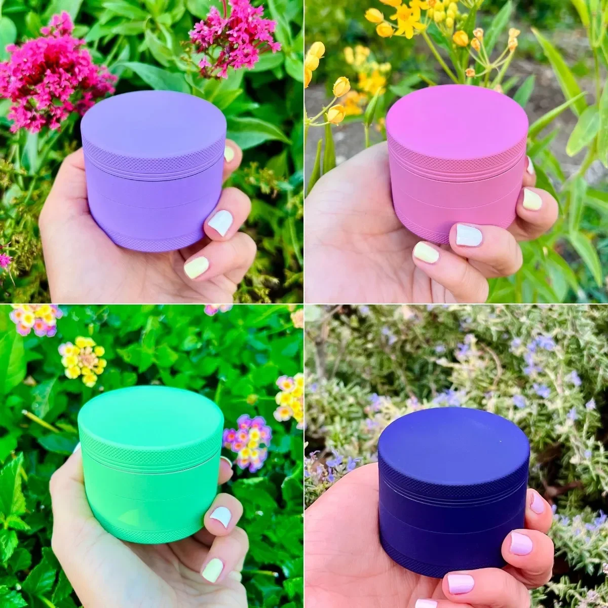 Large 2.5 Inch Stylish Herb Grinder Matte Finish 4 Piece Herb Spice Grinder