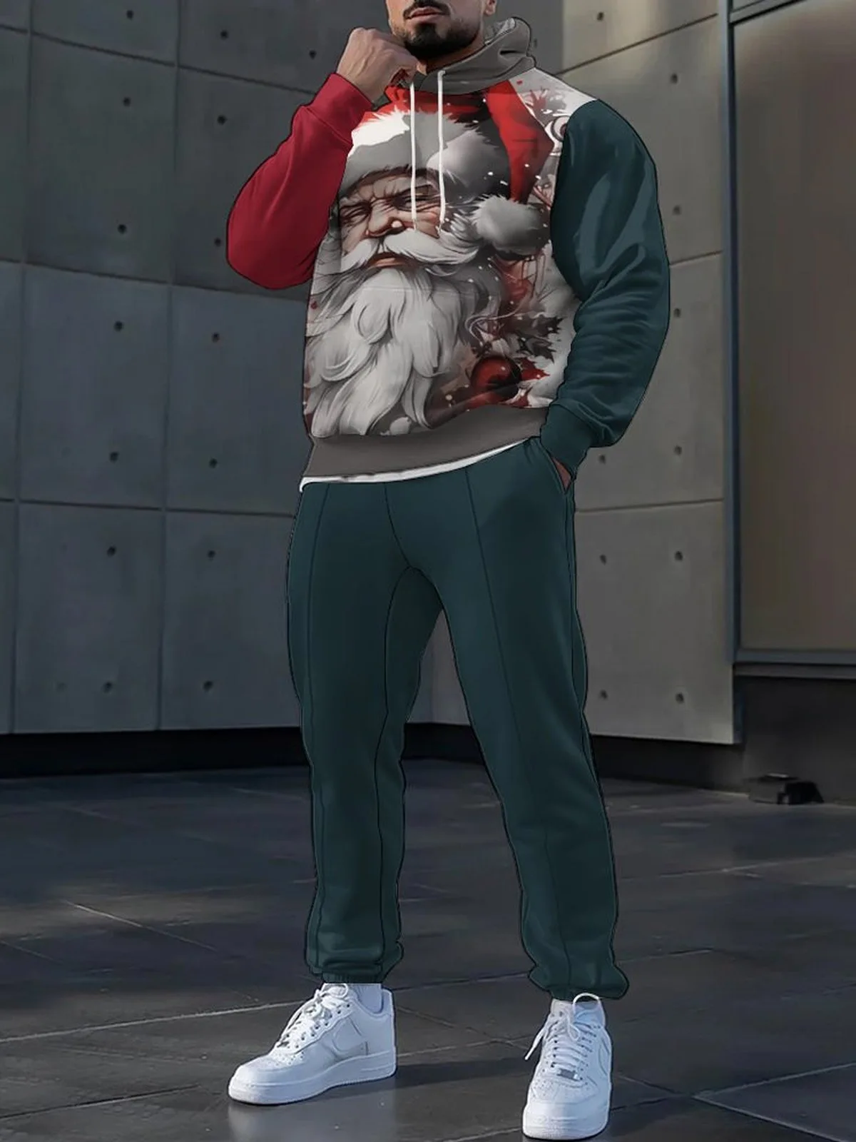 

New Year Christmas Hoodies Sets Men Pants Santa Claus Men's Kid 3D Printed Tracksuit Set Novelty Oversize Loose Streetwear Woman