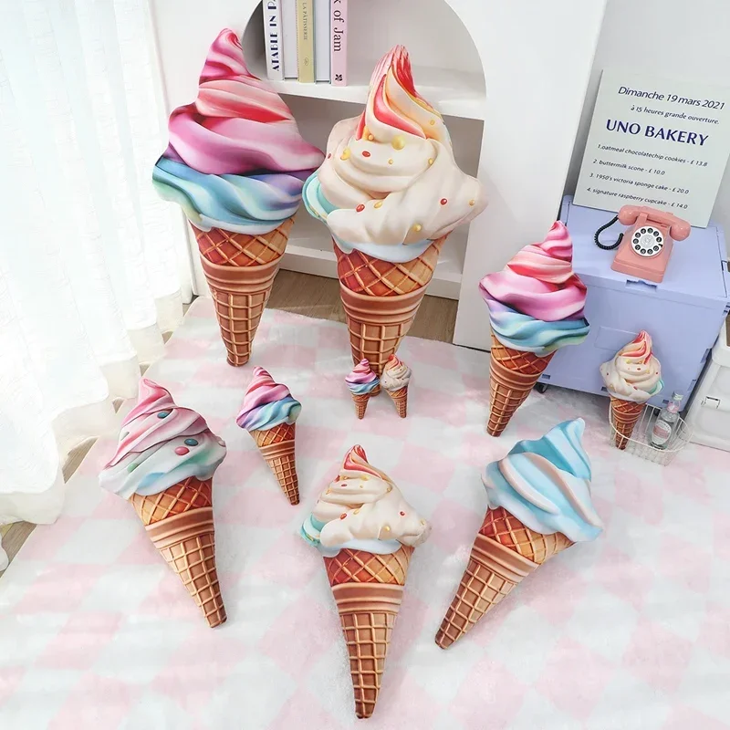 Helado de peluche de imitación, muñeco de helado, cojín relleno de felpa, decoración de sofá, ropa de cama, almohada de postre, regalos rellenos de comida