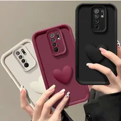 Redmi 9 3D Love Heart Matte Phone Case For Xiaomi POCO M2 Case On Xiaomi Redmi 9PrimeSoft Slicone Cover