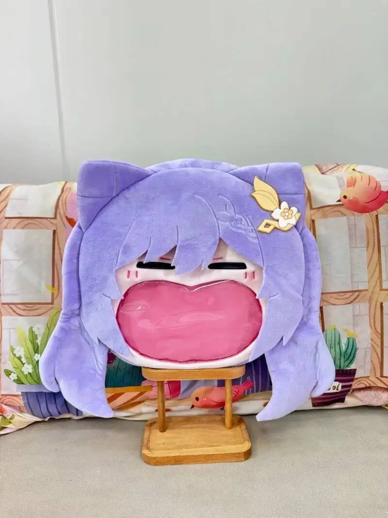 Game Genshin Impact Cosplay Keqing Plush Transparent Campus Zipper Big Mouth Cartoon Backpack Messenger Shoulder Bag