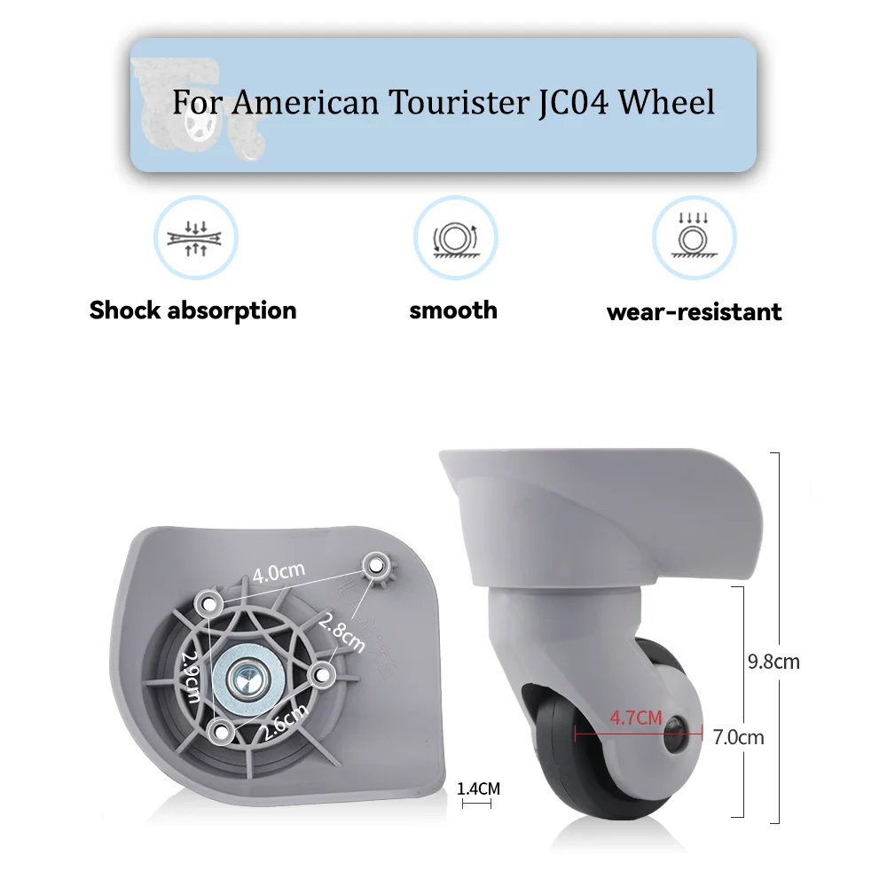 

For American Tourister JC04 Universal Wheel Grey Replacement Suitcase Silent Smooth Shock Absorbing Rotating Accessories Wheels