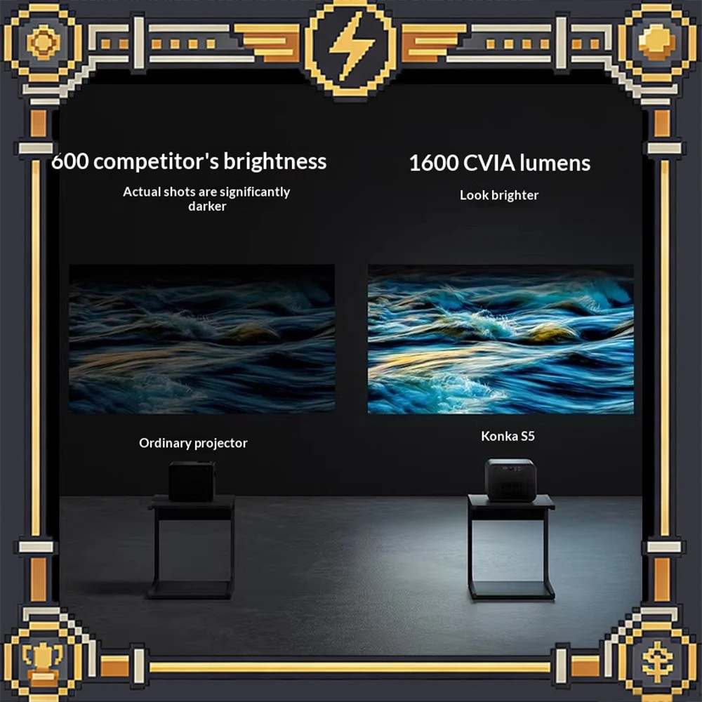 

Проектор KONKA S5 Ultimate Edition 1080P, 1600 CVIA люмен, с поддержкой четырехсторонней коррекции, автофокусом и Wi-Fi