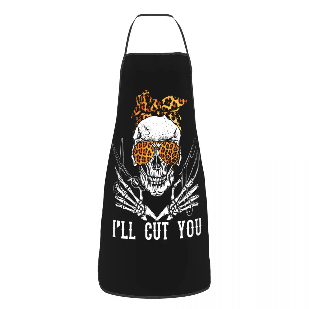 I'll Cut You Skull Hairdresser Aprons for Men Women Adult Chef Kitchen Cooking Barber Hairstylist Gift Tablier Cuisine Baking