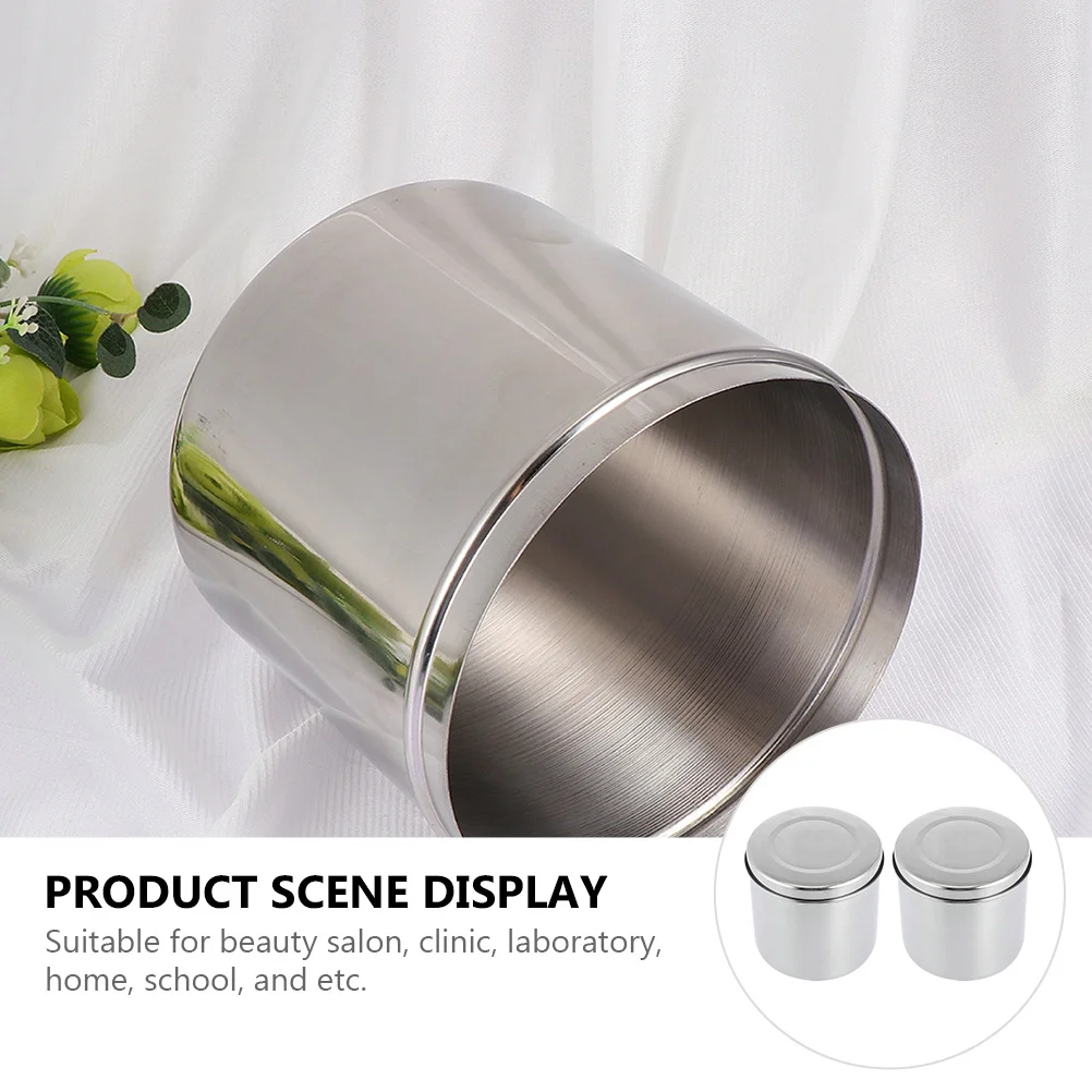 

2 pcs Stainless Steel Cotton Jar Gauze Container Sterilization Ointment Storage Lightweight Smooth Edges Anti Corrosion Heat