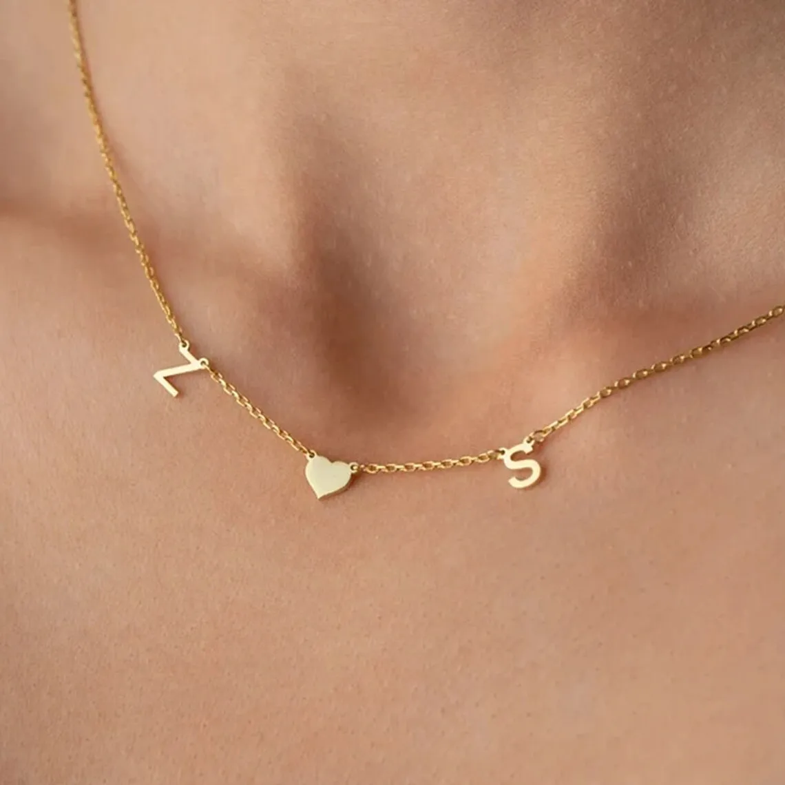 

Custom Letter Necklace Heart Initial Necklace Gold Color Personalized Letter Necklace Mothers Day Gift Christmas Gift Mom Gift