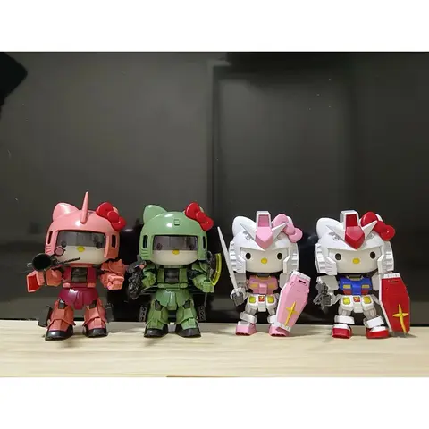 In Stock Hello Kitty 1/144 Scale Cute Cat Collection Assembly Model Kit Action Figure Collectible Toy For Decoration