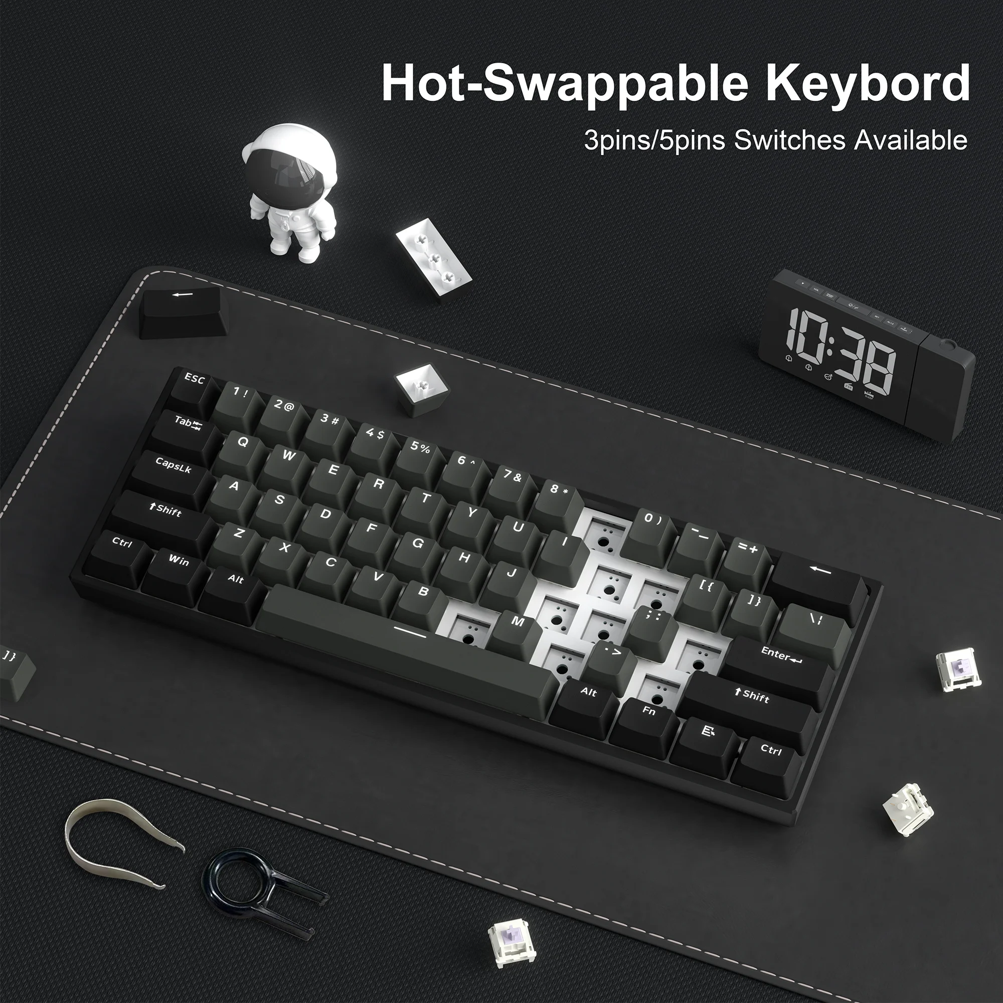 Xvx H61有線メカニカルキーボード,ホットスワップ可能,60%,rgb type-c接続,ホットスワップ,ゲーム,レトロ