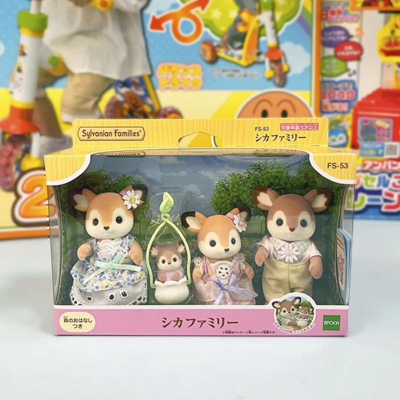 Orignal Sylvanian Families Anime Figure Deer Family Kawaii Cute Doll Decoration Desktop Toy Room Ornaments toys Birthday Gifts