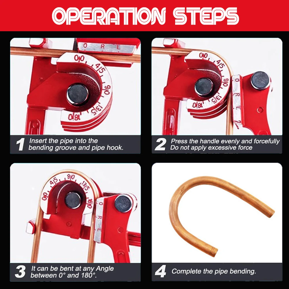 3-in-1 파이프 벤더 도구, 90-180도 튜브 벤딩 머신, 6mm/8mm/10mm 연료 브레이크 파이프용, 가정용 DIY 수공구