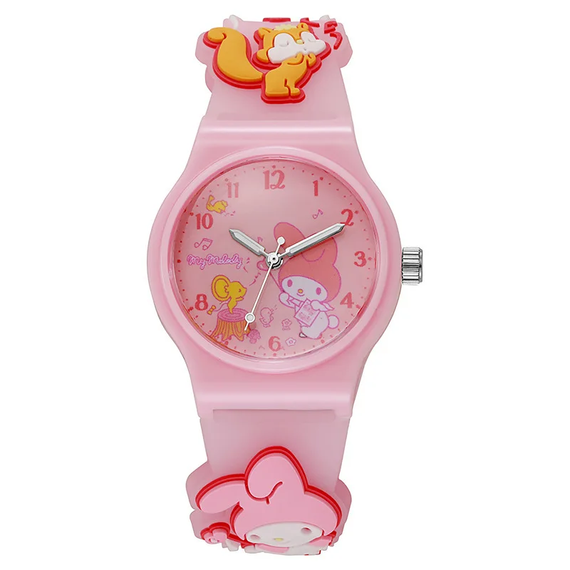 Zegarek na rękę z motywem 3D z motywem Sanrio i motywem dziecka Hello Kitty Cinnamoro wodoodporny zegarek kwarcowy Kuromi Cartoon bożonarodzeniowy