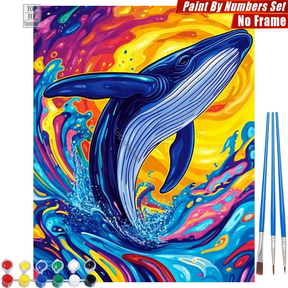 

Абстрактная картина «Прыгающий кит» в стиле цифровой живописи маслом — красочные динамичные волны, художественное творчество, рождественский подарок для дочери