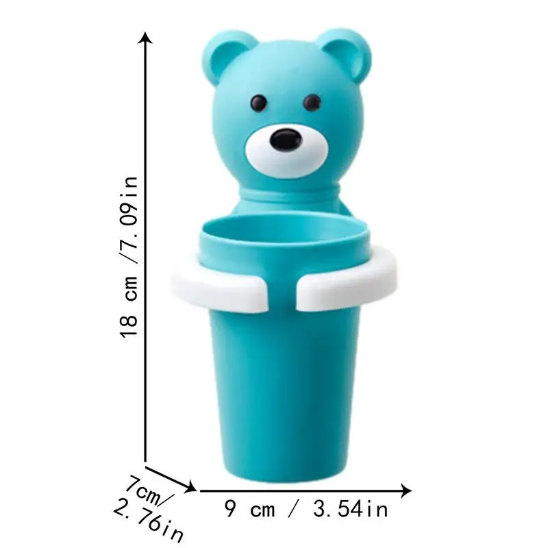 With Rinse Cup Wall Mounted Toothbrush Holder Cup High Quality Cute Cartoon Shaped Toothbrush Holder