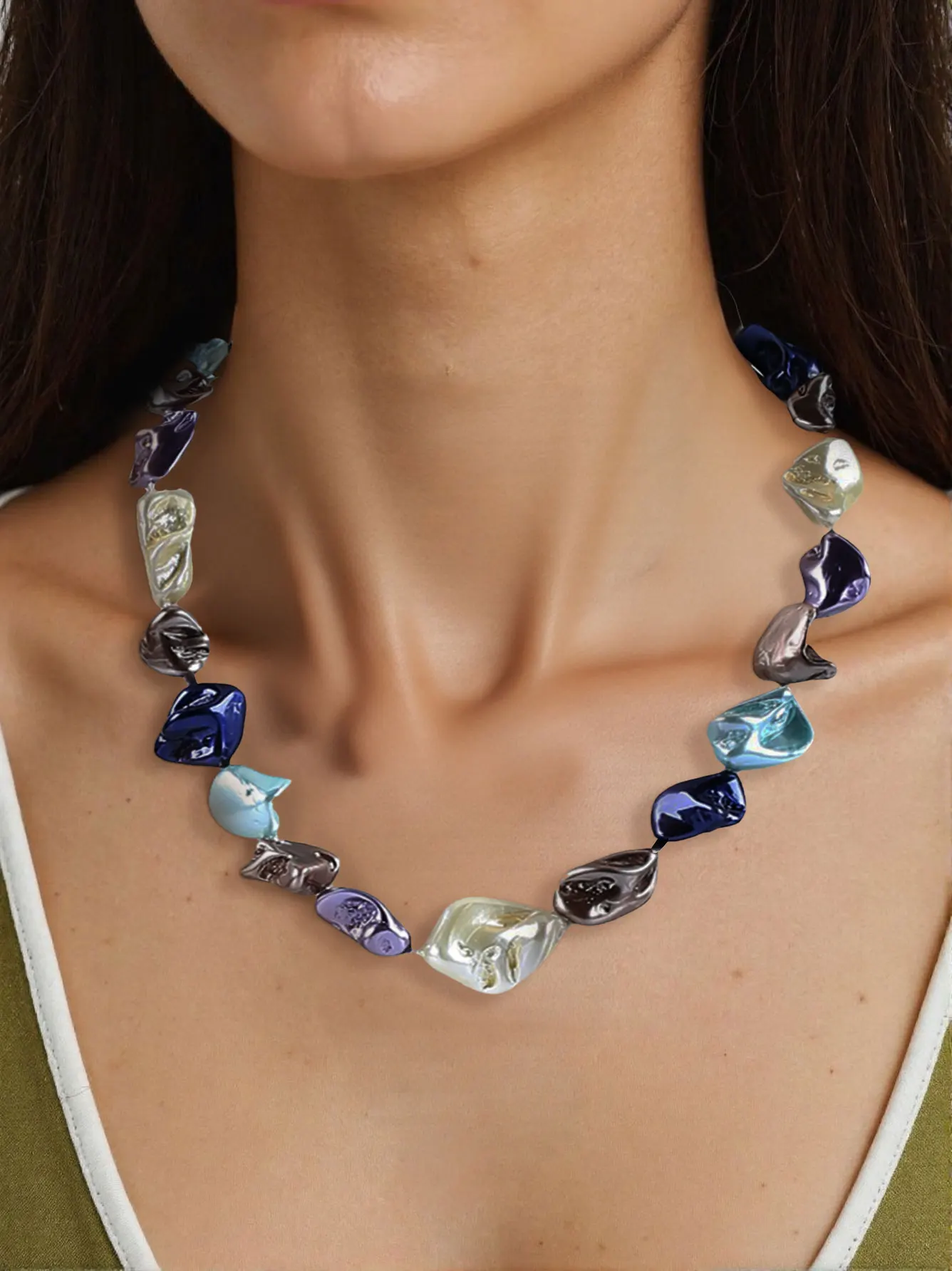 Fine Baroque Colorful Shell Necklace, Pearl Necklace, Mixed Color Pearl Jewelry Making , Natural Stone