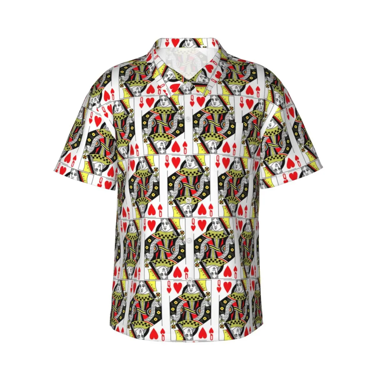 

Мужские рубашки Queen Of Hearts, гавайская рубашка с коротким рукавом, модные топы с лацканами для летнего пляжа
