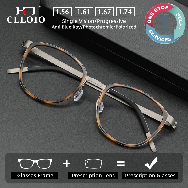 

CLLOIO Новые модные очки по рецепту, безвинтовые квадратные очки с защитой от синего света, очки для коррекции близорукости, настраиваемые прогрессивные очки для чтения