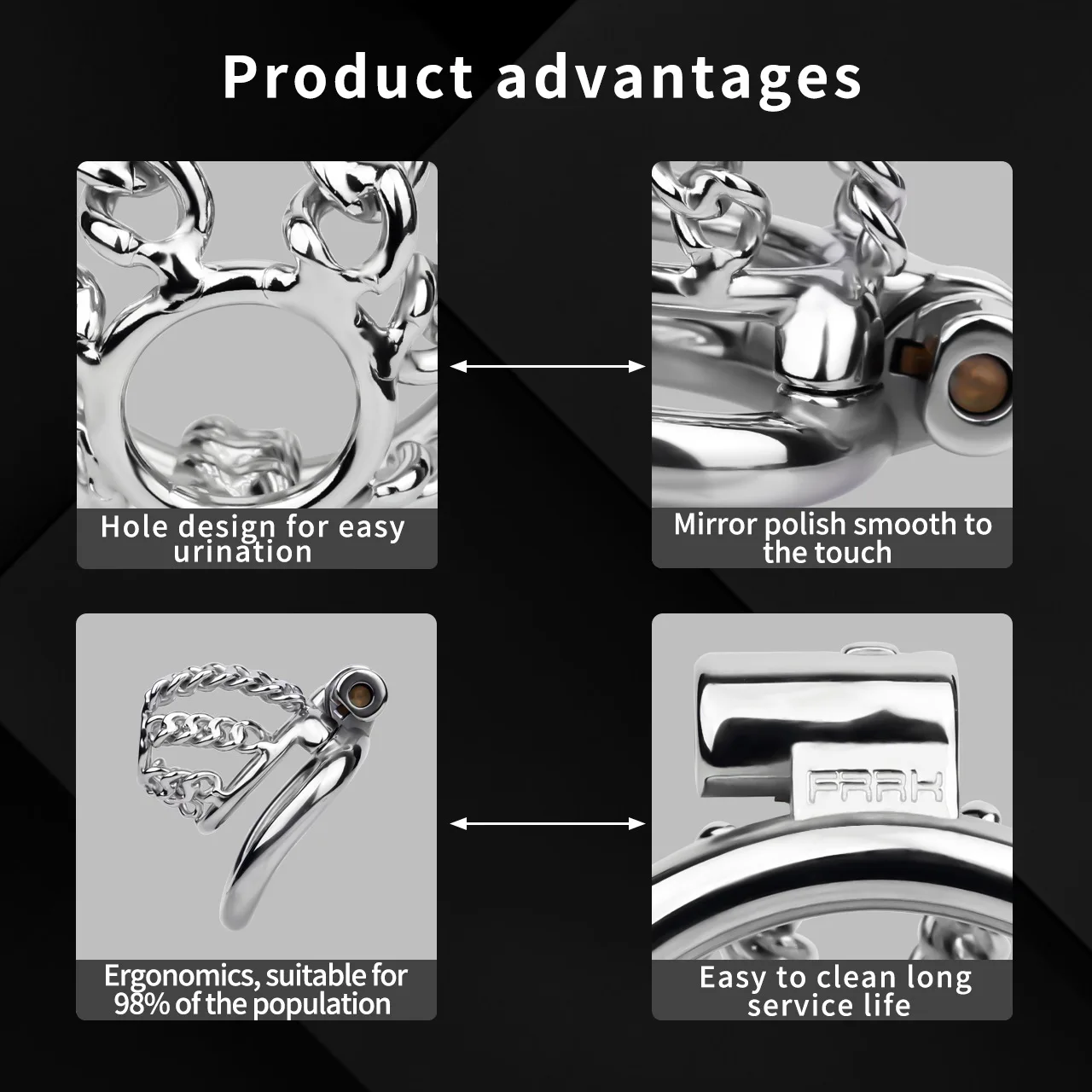 الرجال سلسلة معدنية العفة قفص ضبط النفس مكافحة الهروب خفيفة الوزن تنفس القضيب قفل سيسي مجرى البول العفة الجنس لعب للرجال #5