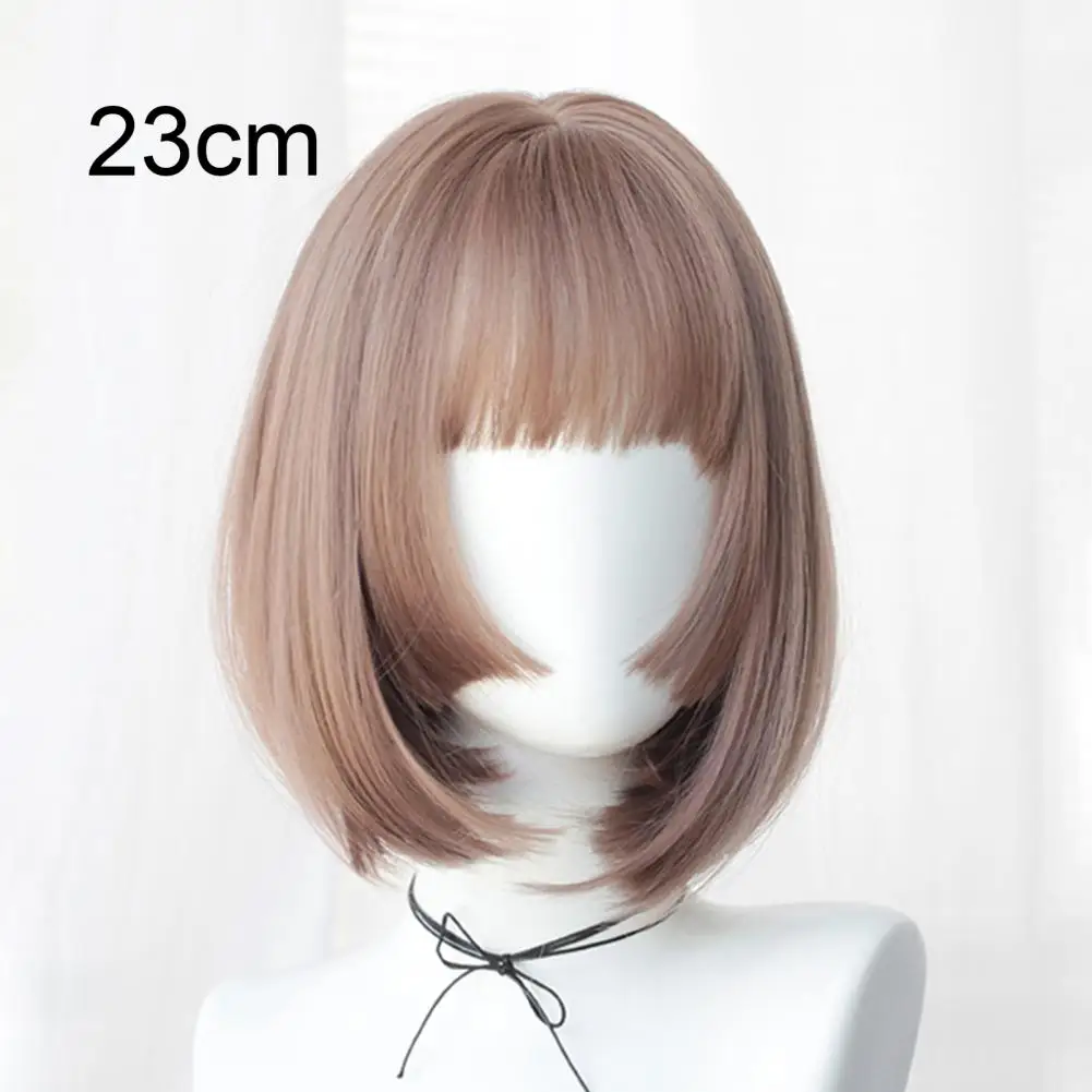 HD Lace Front Wig Comfortable to Wear Fluffy Smooth Realistic Natural Pink Princess Cutting Short Wig with Air Bangs Ladies Use