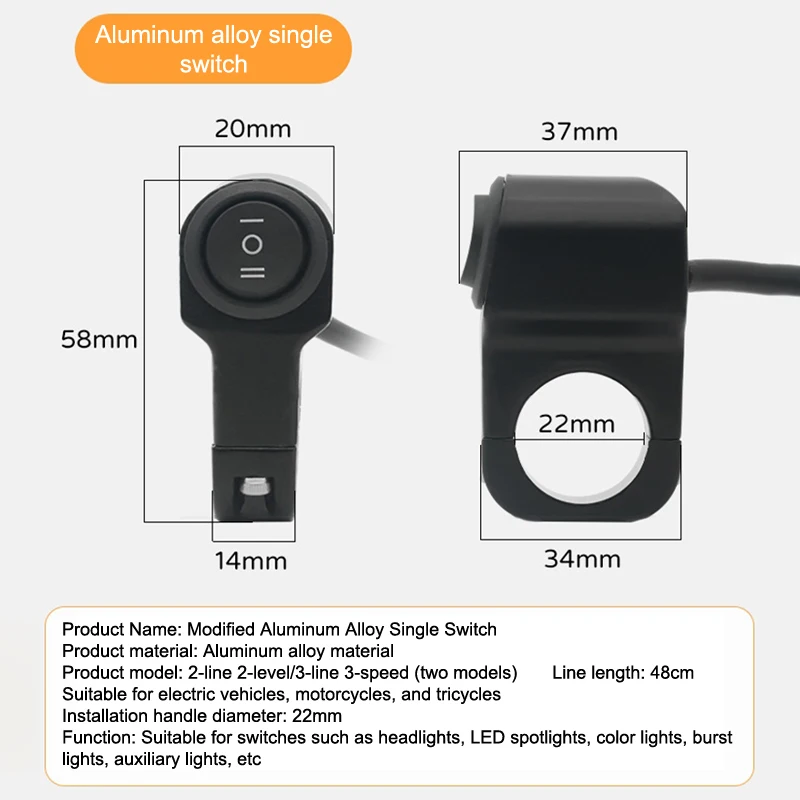 

Motorcycle Headlight Switch Spotlight Fog Light Button Retro Moto Pit Dirt Bike Motorbike Accessories 22mm