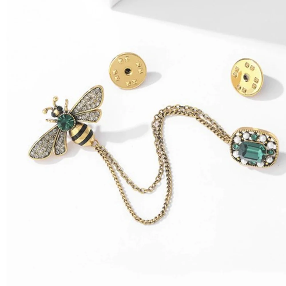 Fashionable bee enamel gemstone brooch, women's anti-exposure pin, metal button to fix clothes, wedding party gift