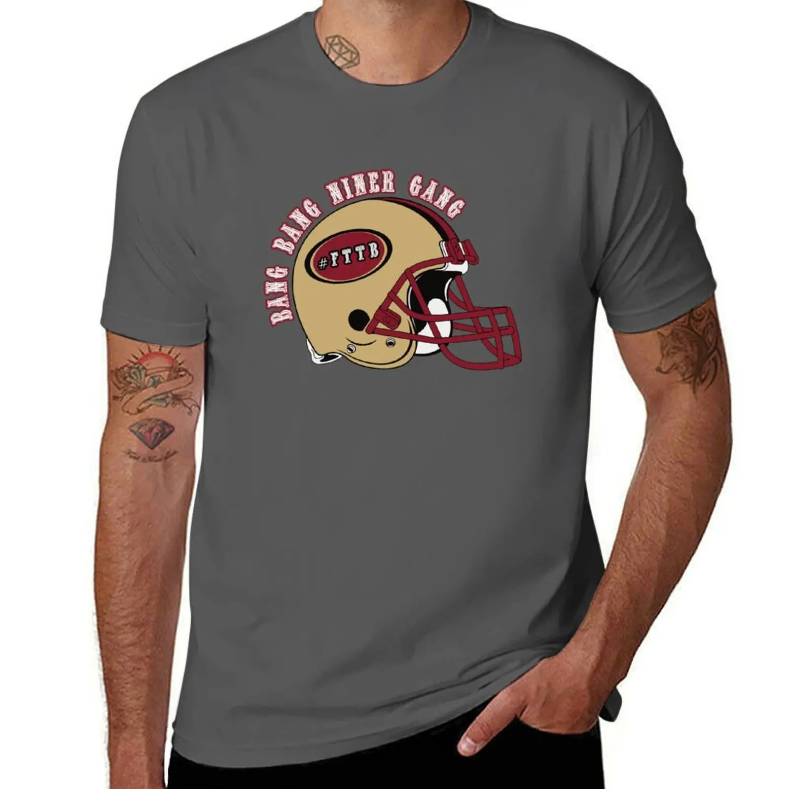 

Bang Bang Niner Gang T-Shirt Simple Solid Color Crew Neck Tee