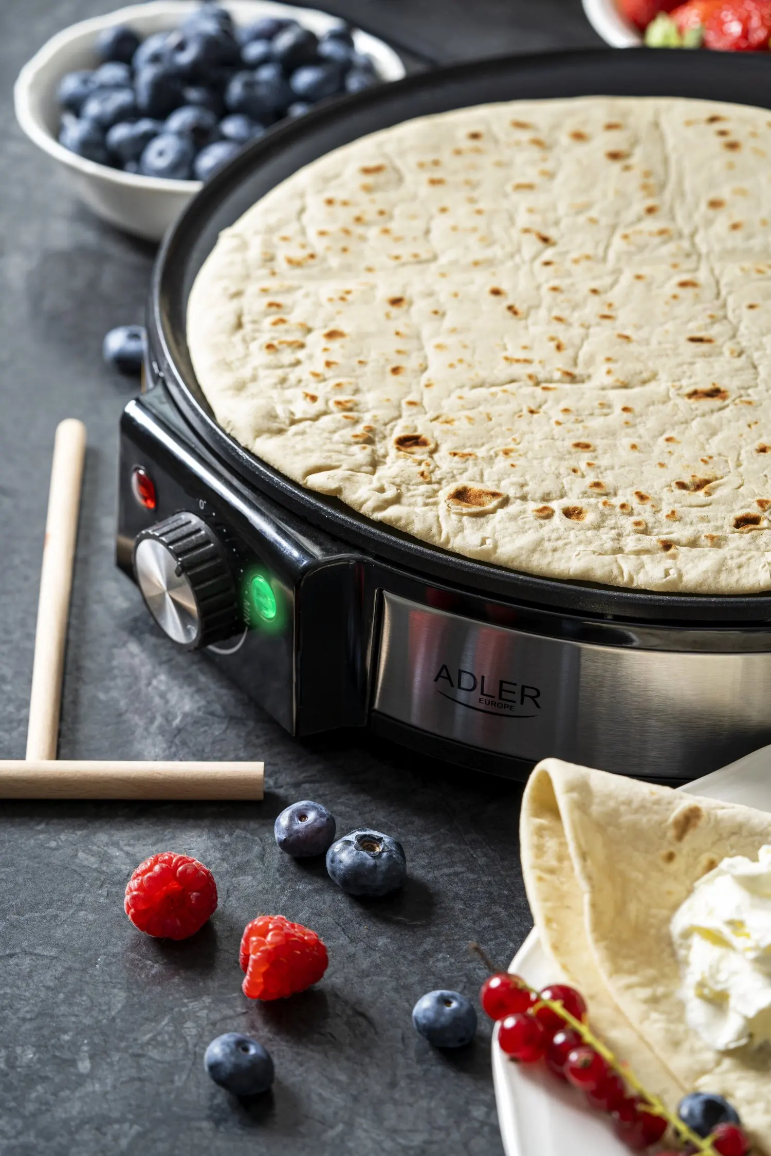 1600W 30cm elektrische pannenkoekmachine, antiaanbaklaag, temperatuurregeling, hoge rant, accessoireset