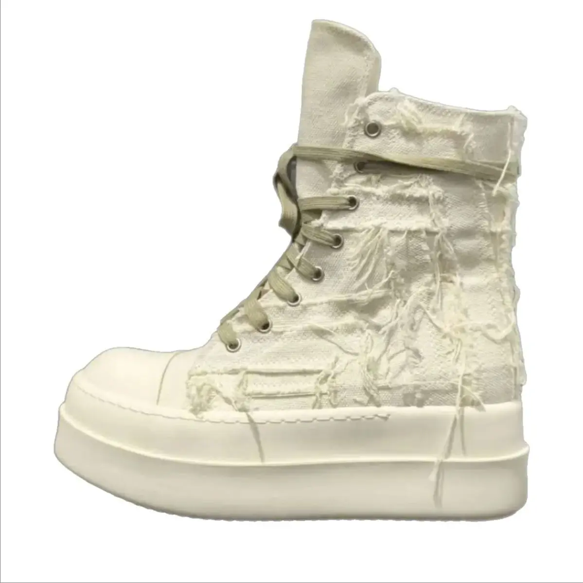 Men's High Top Platform Motorcycle Shoes Lace Up Zip Women Canvas Boots Luxury Sneakers Black White Male Designer Shoe